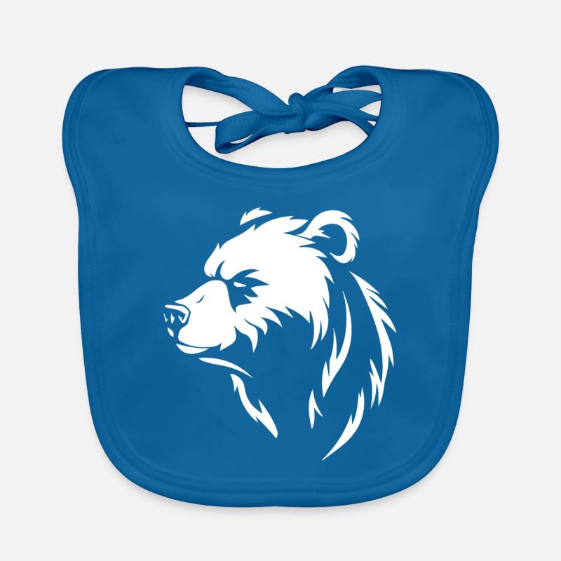 Ours - Bavoir bio Bébé - bleu paon