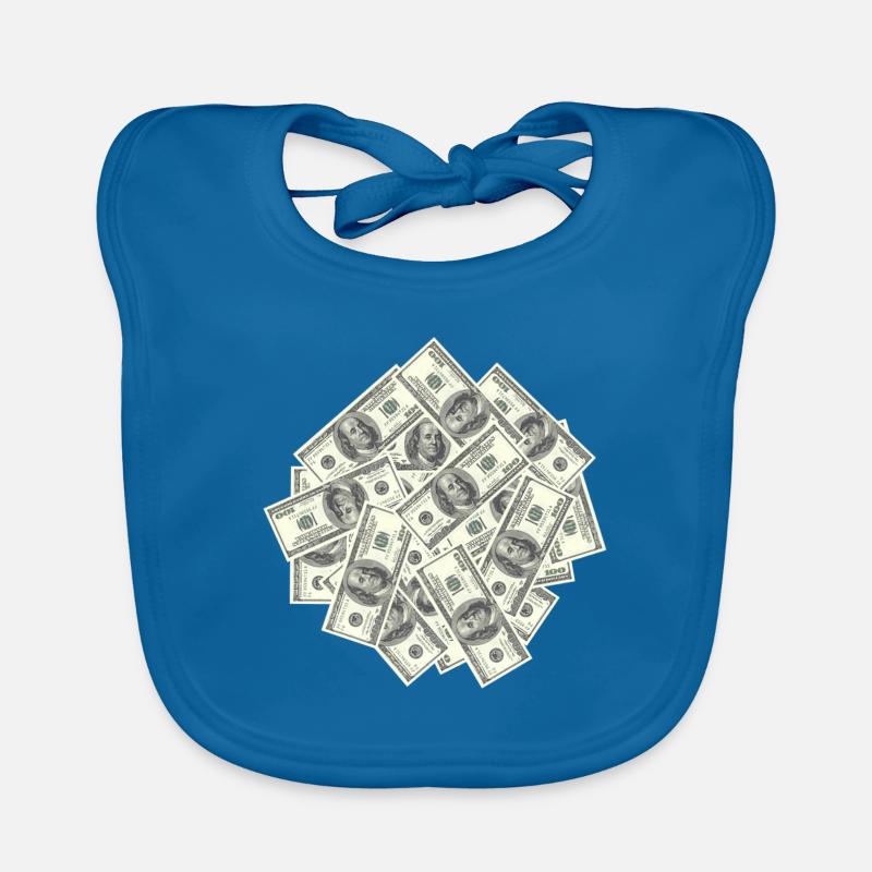 Billets d'un dollar - Bavoir bio Bébé - bleu paon