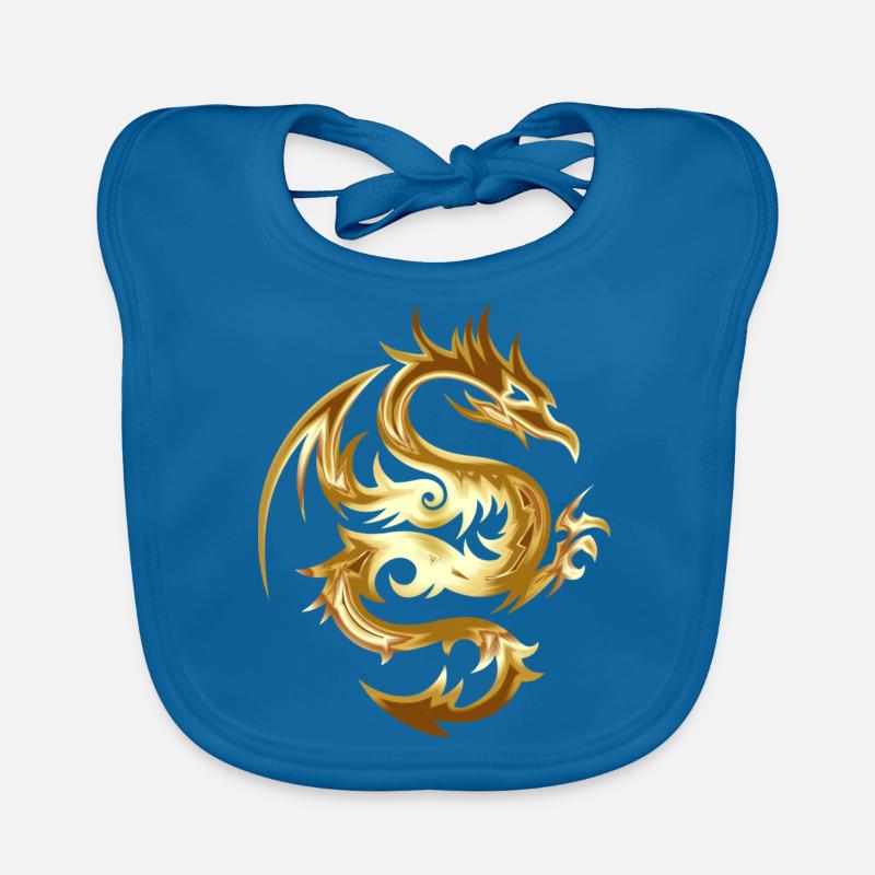 idée cadeau d'or de dragon chinois - Bavoir bio Bébé - bleu paon