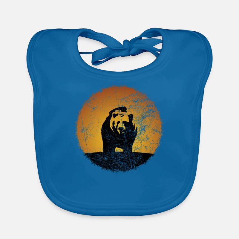 Ours - Bavoir bio Bébé - bleu paon