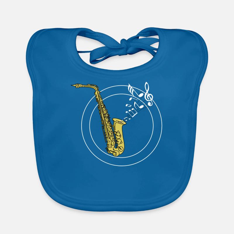 saxophone - Bavoir bio Bébé - bleu paon