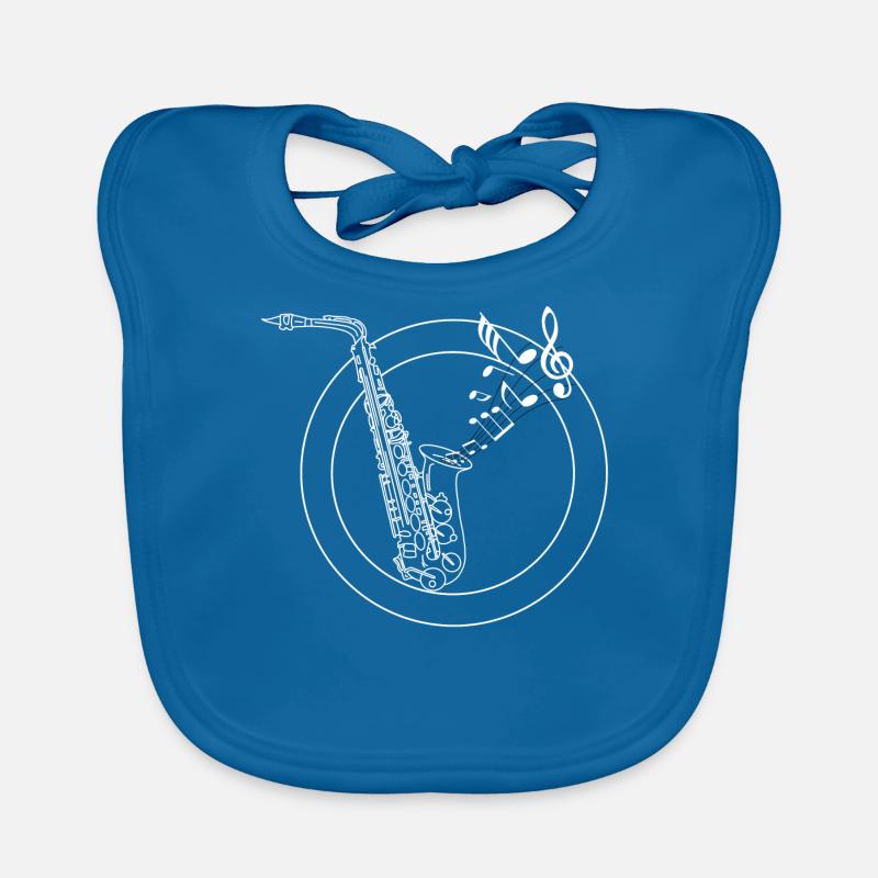 saxophone - Bavoir bio Bébé - bleu paon
