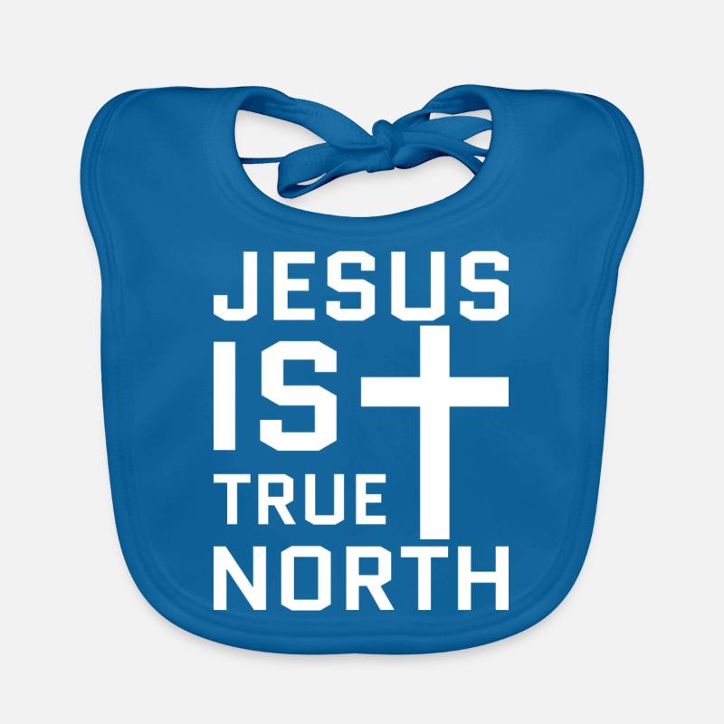 Jesus is true north White - Bavoir bio Bébé - bleu paon