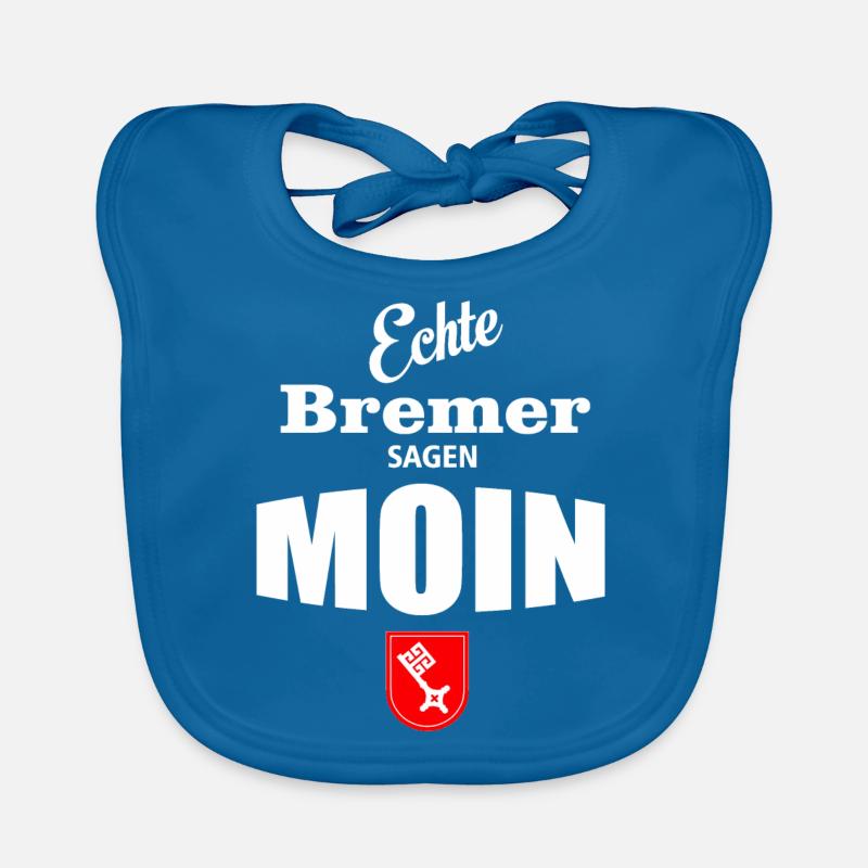 Bremen - Echte Bremer sagen Moin - Baby Bio-Lätzchen - Pfauenblau