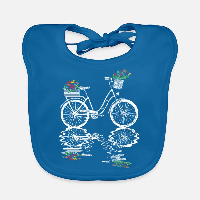 Vélo avec fleur cycliste cycliste - Bavoir bio Bébé - bleu paon