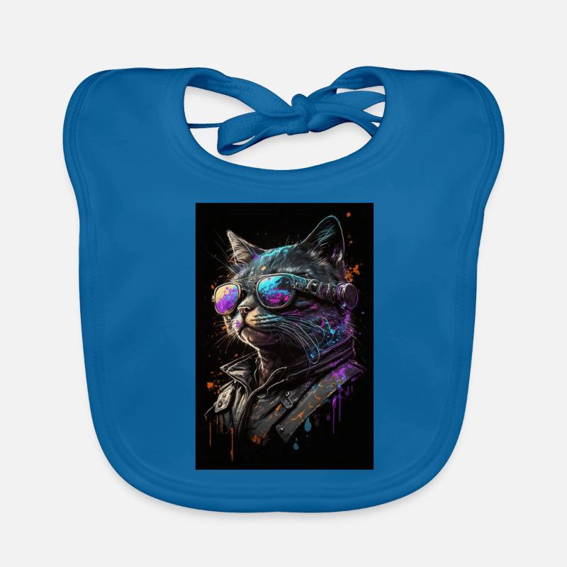 Coole Biker-Katze Baby Bio-Lätzchen