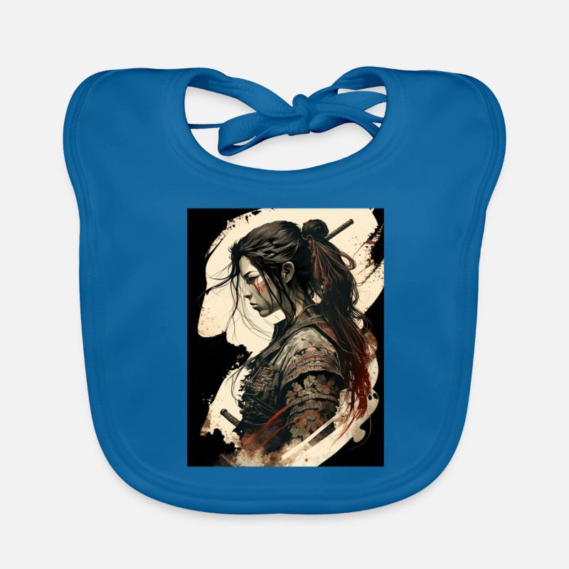 Samurai-Kriegerin - Baby Bio-Lätzchen - Pfauenblau
