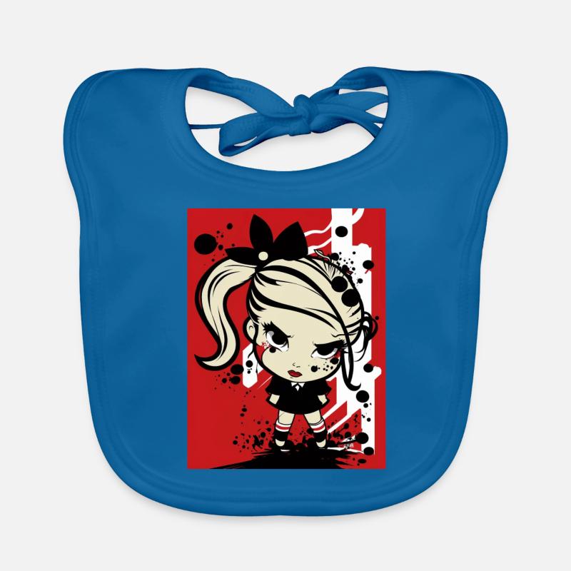 Pop-Art-Rebellenmädchen - Baby Bio-Lätzchen - Pfauenblau