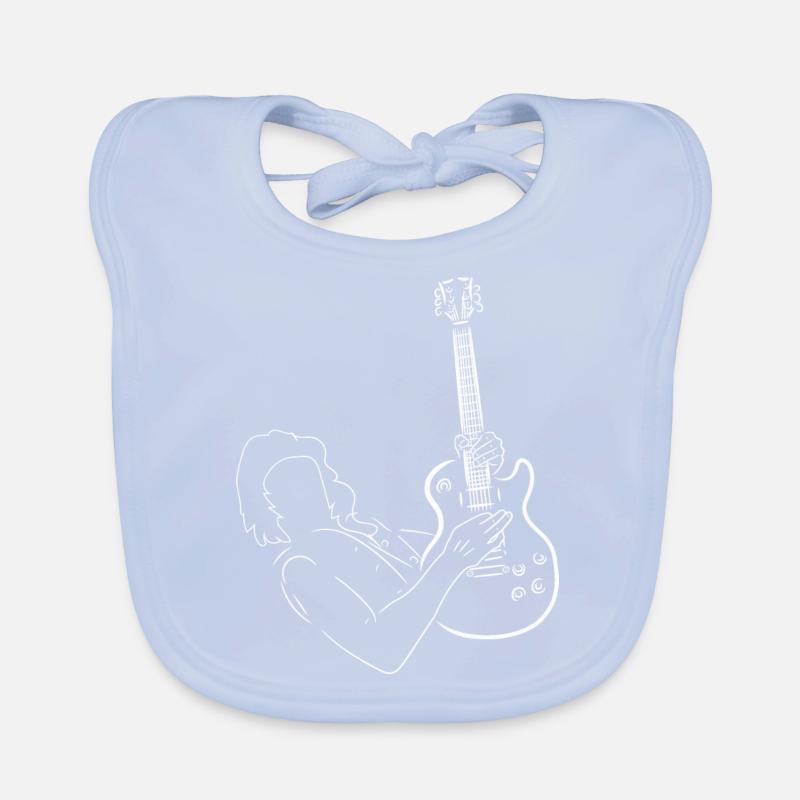 Silhouette blanche d’un guitariste. Guitare électrique. Bavoir bio Bébé