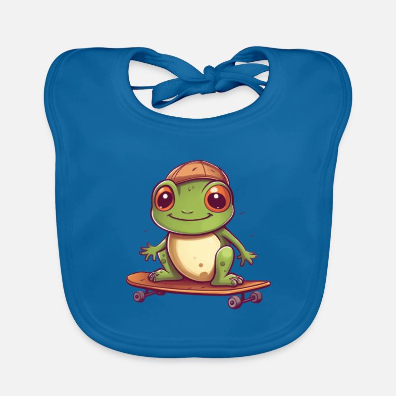 Frosch auf einem Skateboard Baby Bio-Lätzchen