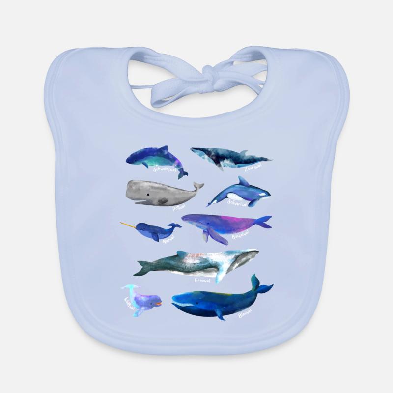 Dessins de baleines - diverses espèces de baleines Bavoir bio Bébé