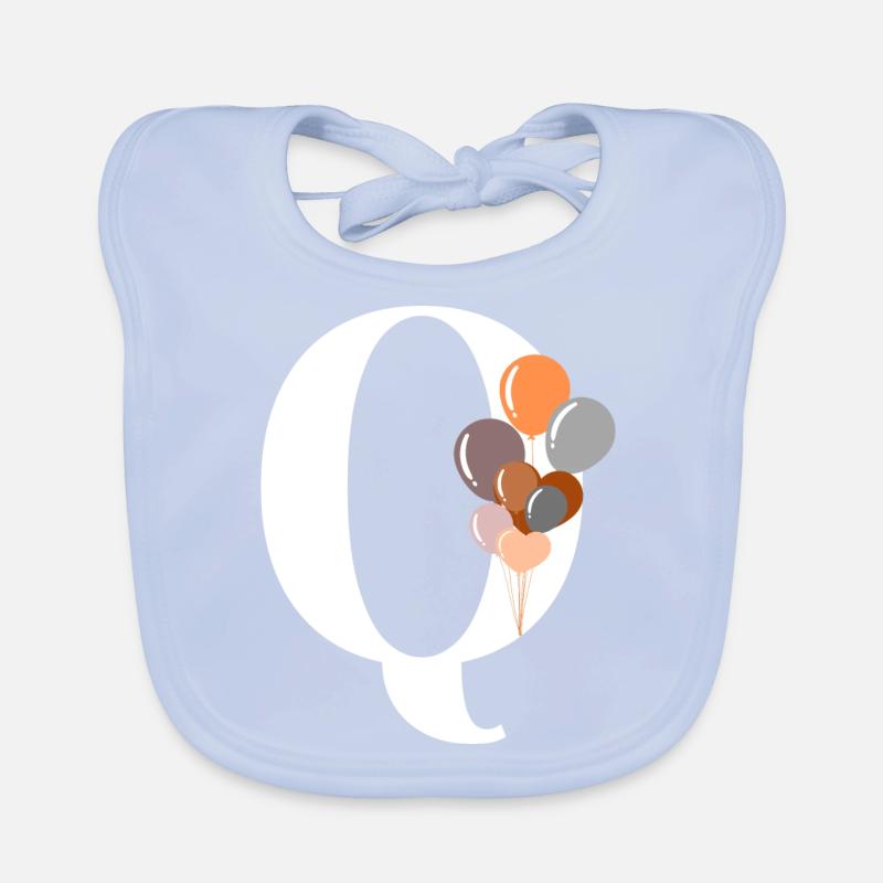 Buchstabe q Geburtstagsballon Baby Bio-Lätzchen