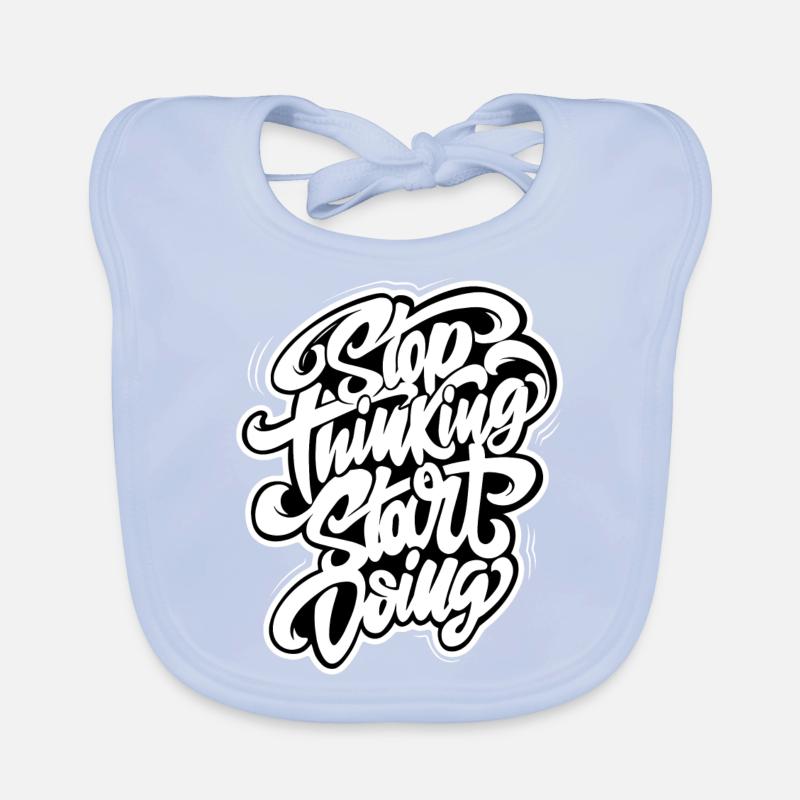 Stop thinking start doing handgezeichnete Grafik Baby Bio-Lätzchen