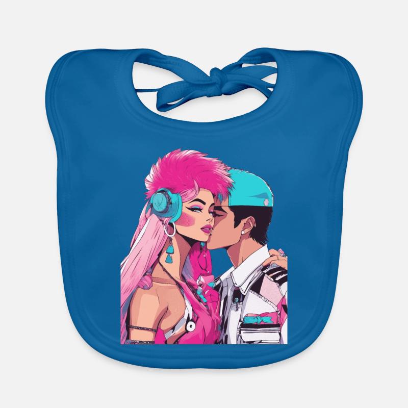 L’amour de l’anime est sans limite - Bavoir bio Bébé - bleu paon