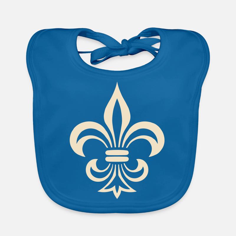 fleur de lys - Bavoir bio Bébé - bleu paon