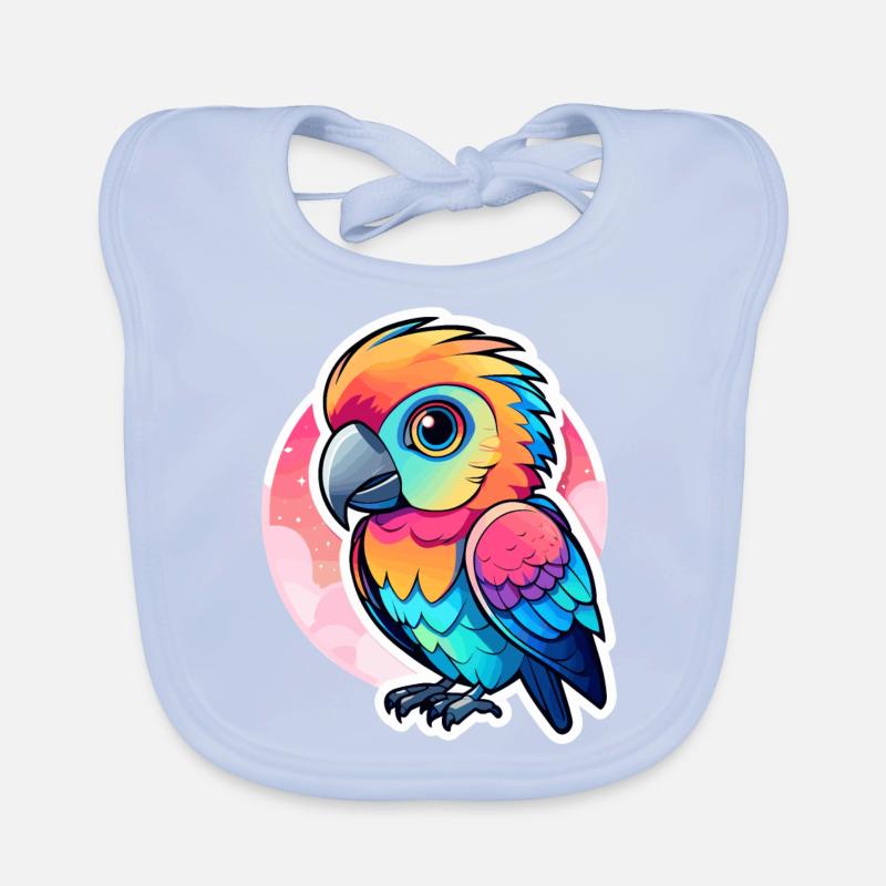 Parrot Bird Illustration Organic Baby Bibs