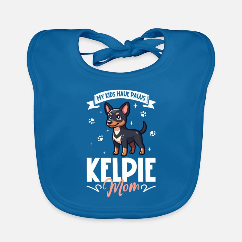 Maman Kelpie australienne - Bavoir bio Bébé - bleu paon