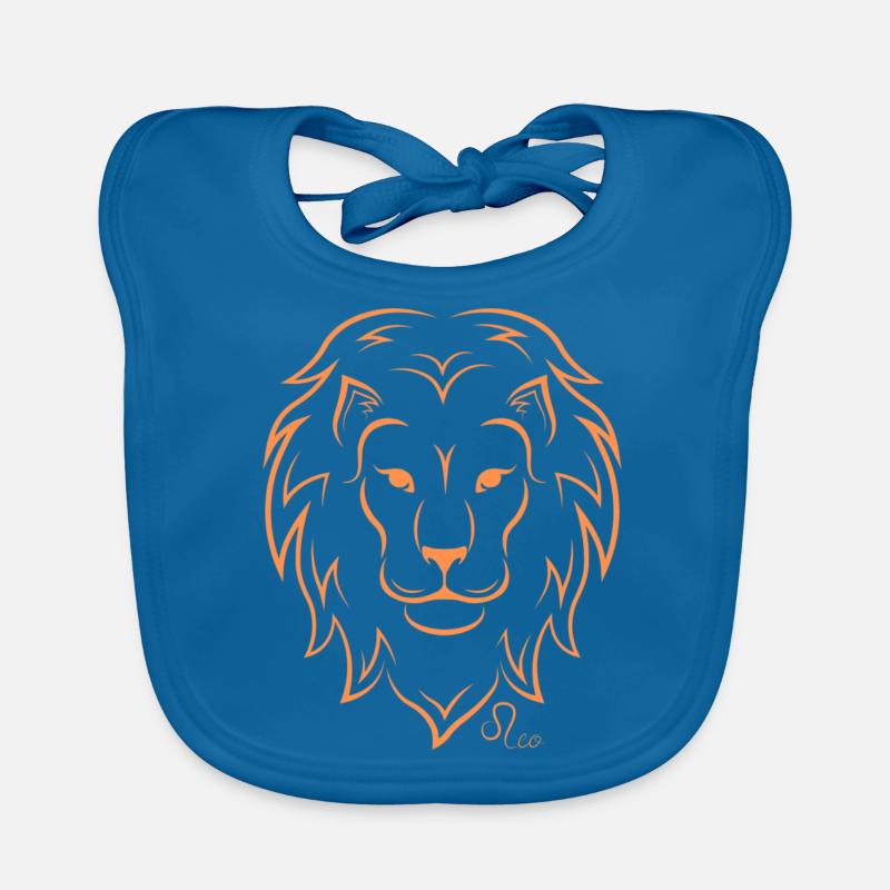 Lion - Bavoir bio Bébé - bleu paon