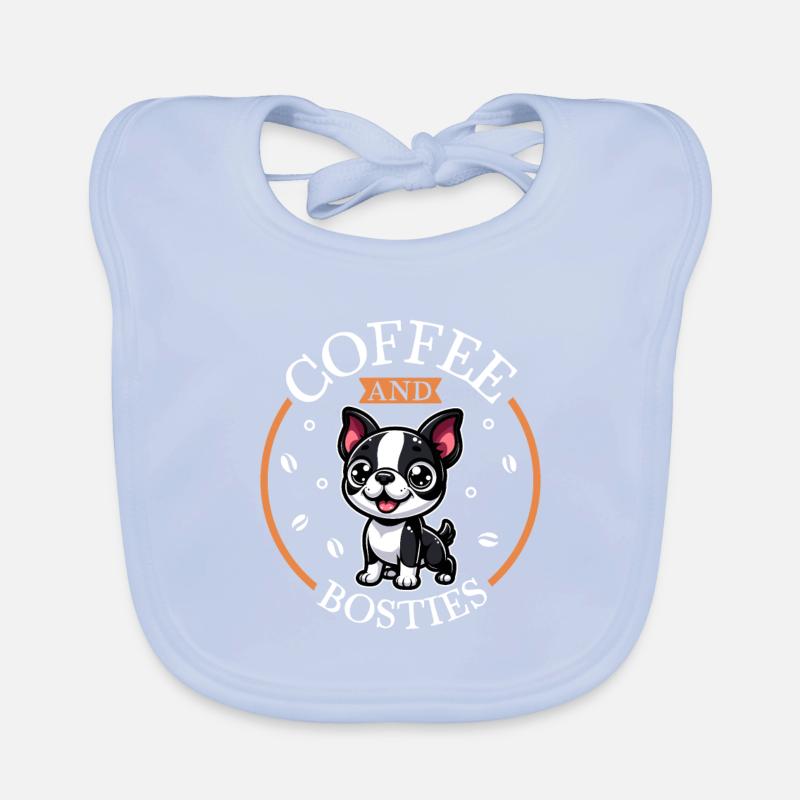 Kaffee und Boston Terrier Baby Bio-Lätzchen