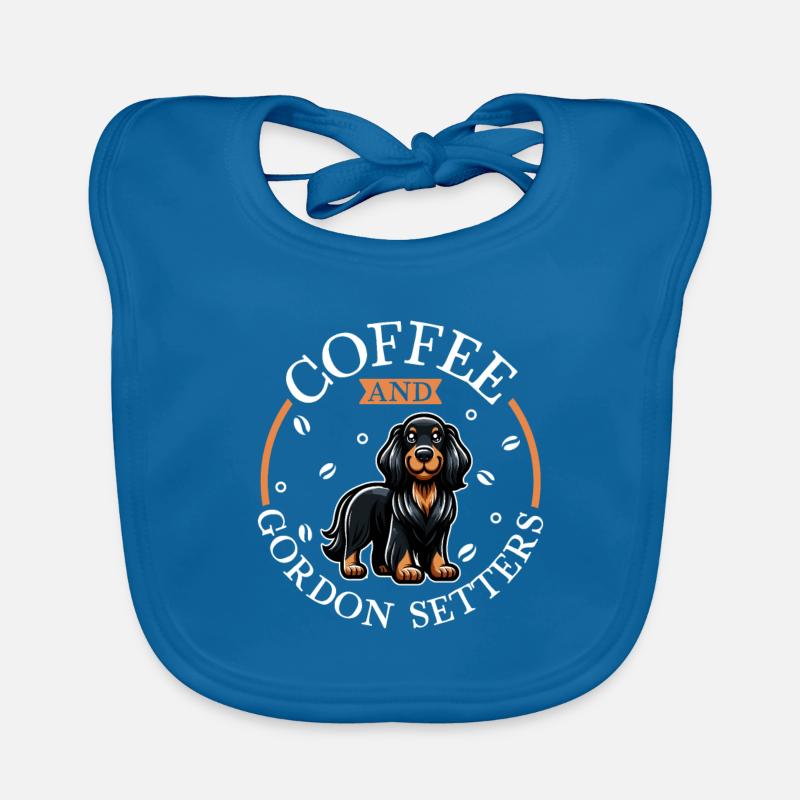Coffee et Gordon Setter - Bavoir bio Bébé - bleu paon