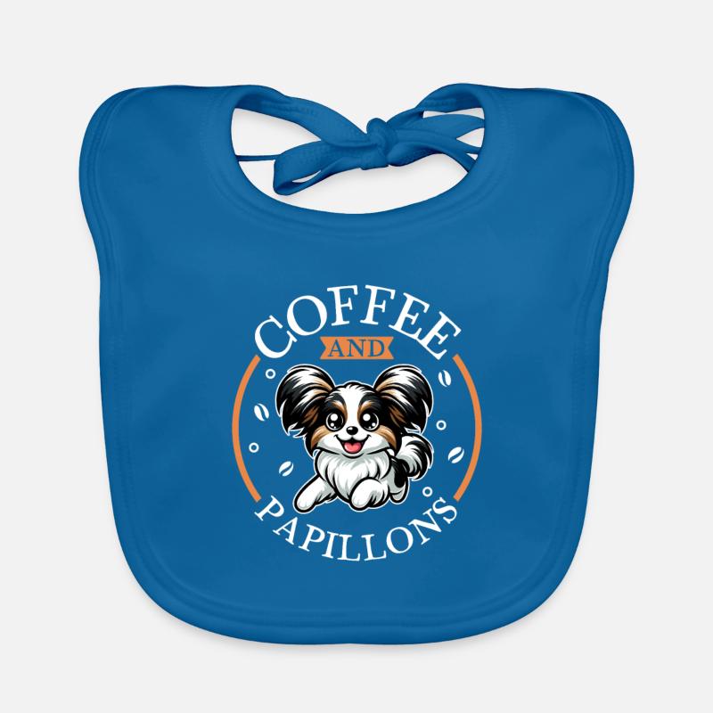 Kaffee und Papillon - Baby Bio-Lätzchen - Pfauenblau