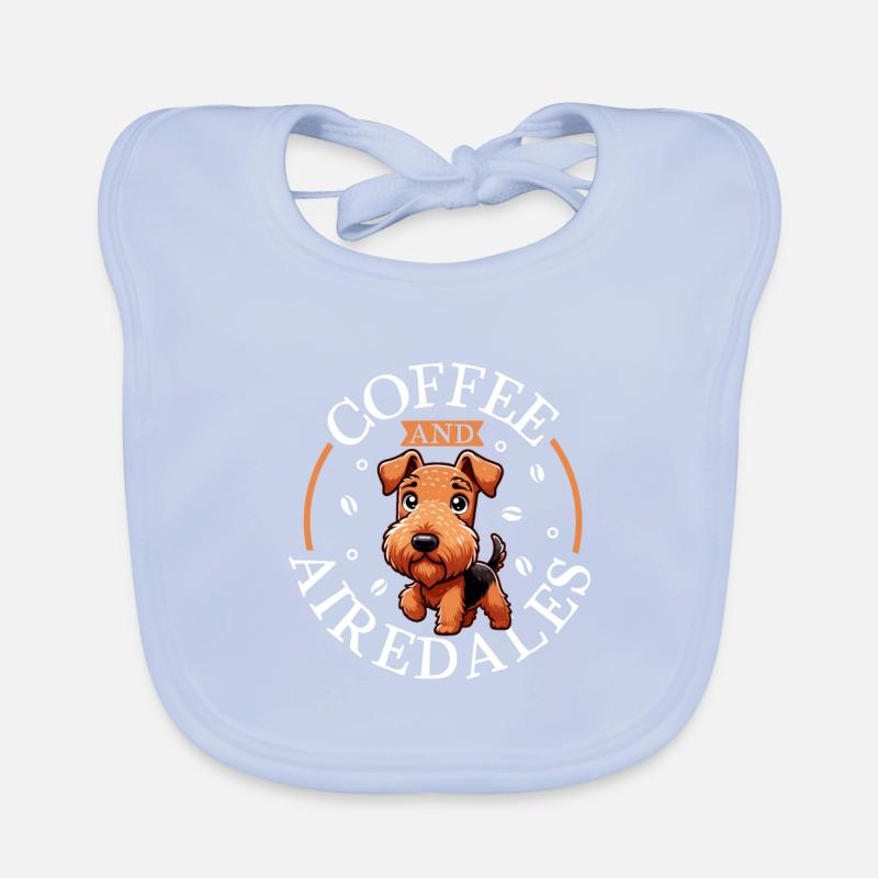 Café et Airedale Terrier Bavoir bio Bébé