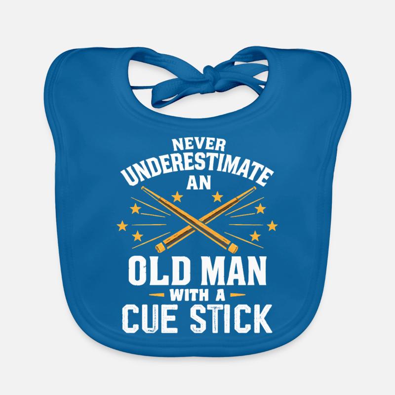 Never Underestimate an Old Man with a Cue Stick - Bavoir bio Bébé - bleu paon
