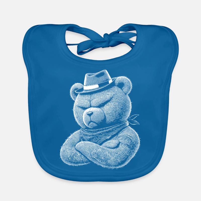 Nounours - Bavoir bio Bébé - bleu paon