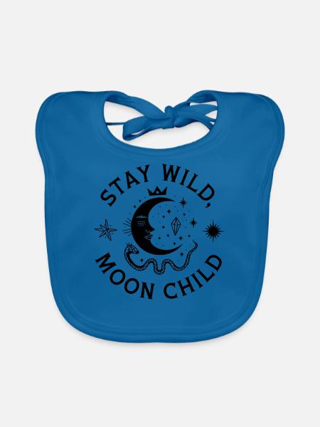 Bleib wild Mondkind - Astronomy Design - Baby Bio-Lätzchen - Pfauenblau - Vorne