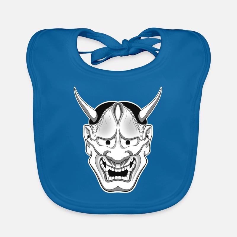 Hannya mask - Bavoir bio Bébé - bleu paon