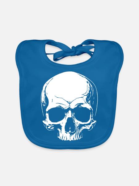 Totenkopf - Baby Bio-Lätzchen - Pfauenblau