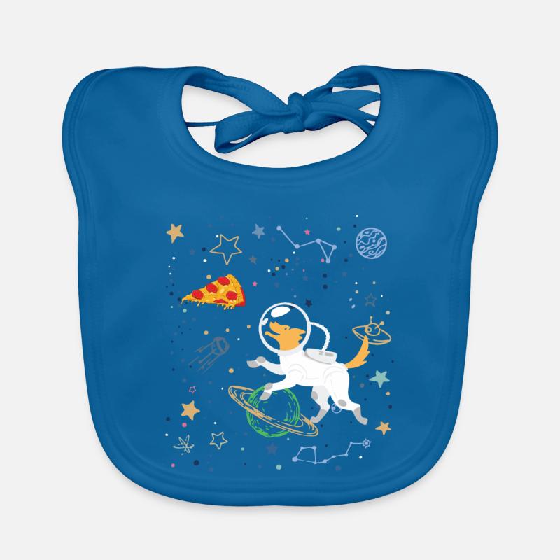 Astronaute de dessin animé avec l’espace et la pizza Bavoir bio Bébé