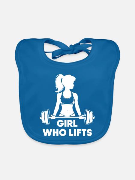 Bodybuilder Gym Girl Langhantel Power Beauty - Baby Bio-Lätzchen - Pfauenblau - Vorne