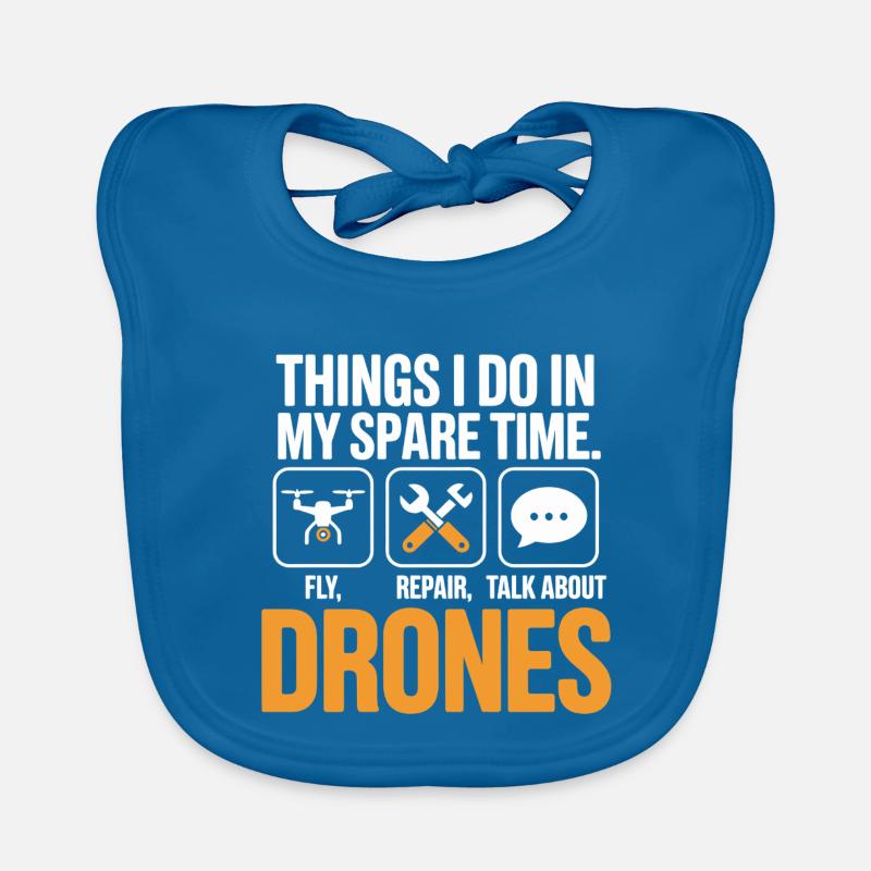Drones : Discussion sur la réparation de mouches pendant le temps libre - Bavoir bio Bébé - bleu paon