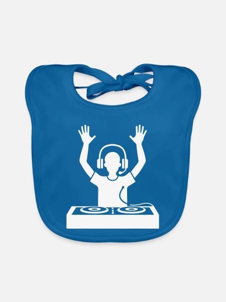 DJ Silhouette mit Kopfhörern - Baby Bio-Lätzchen - Pfauenblau - Vorne
