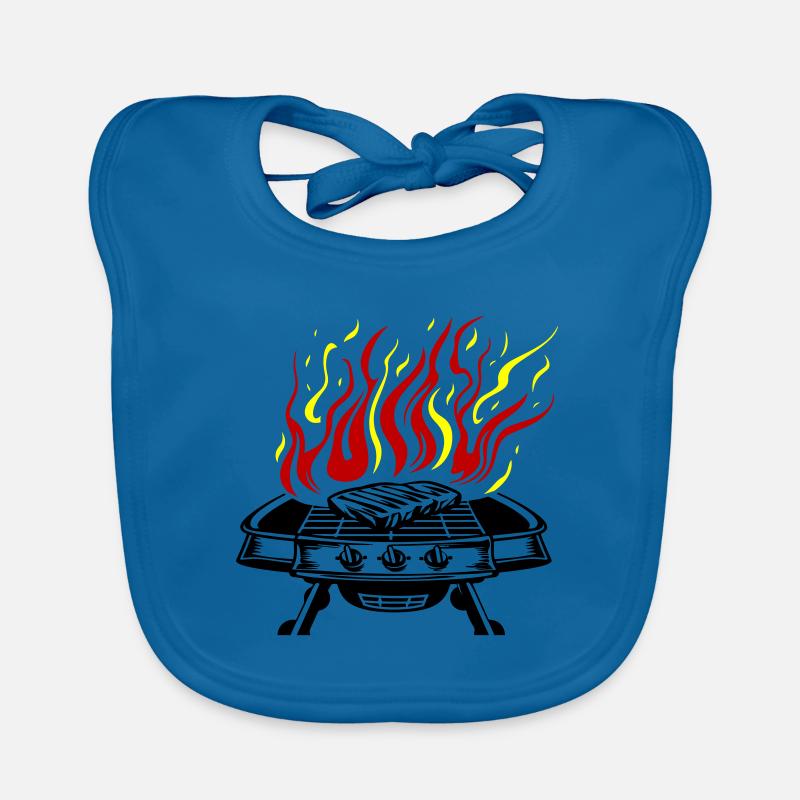 Grill Symbol Logo Fire Grilling Organic Baby Bibs