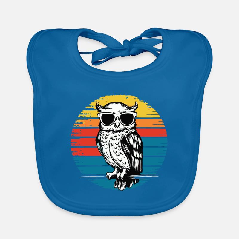 Nachteule Eule Eulen Vogel - Baby Bio-Lätzchen - Pfauenblau