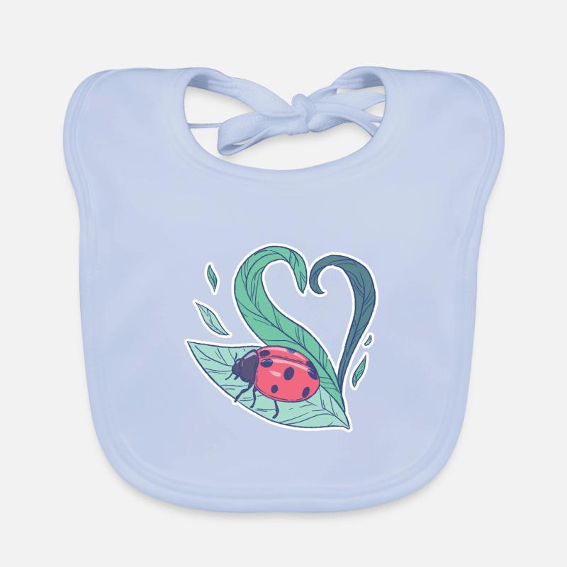 Cute ladybug on leaf Organic Baby Bibs