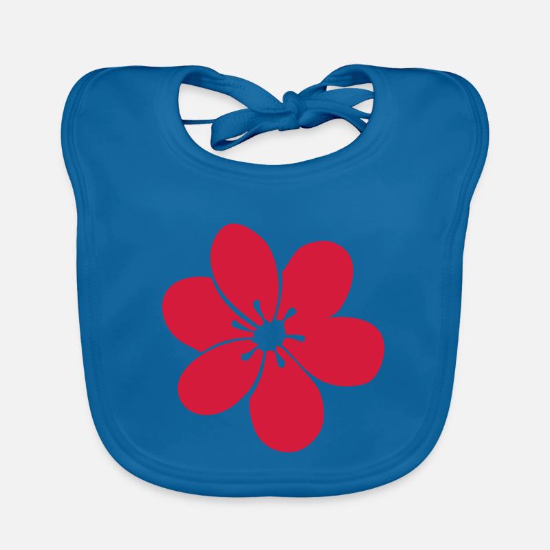 fleur fl - Bavoir bio Bébé - bleu paon