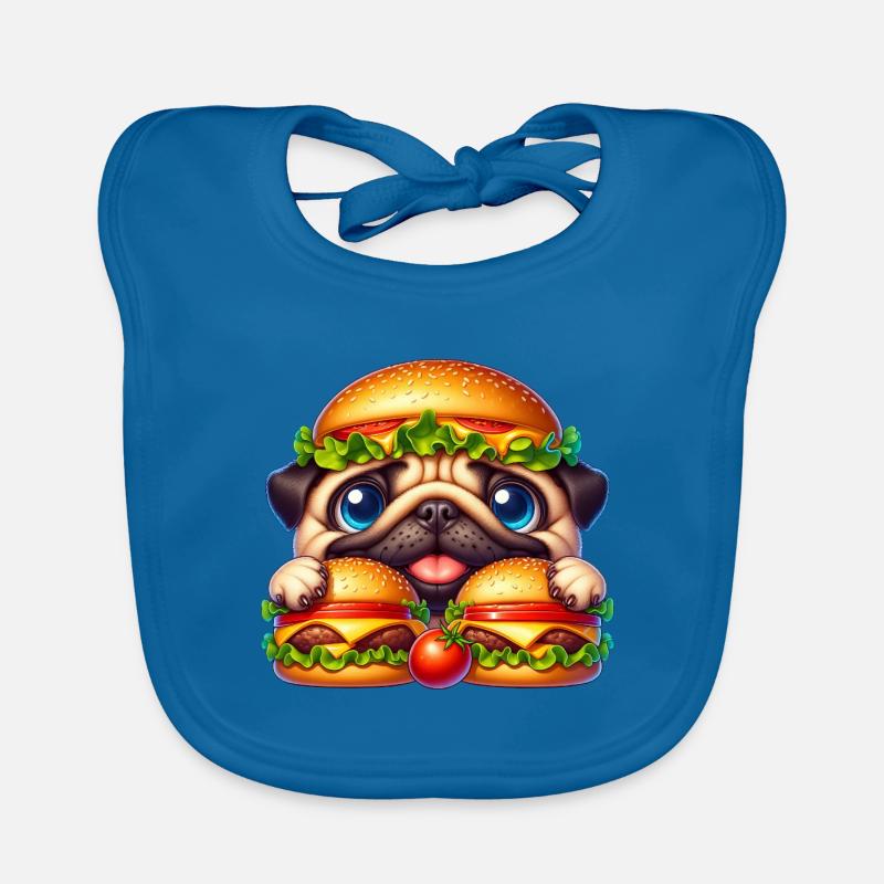 Lustiger Mops mit Burger Fast Food Baby Bio-Lätzchen