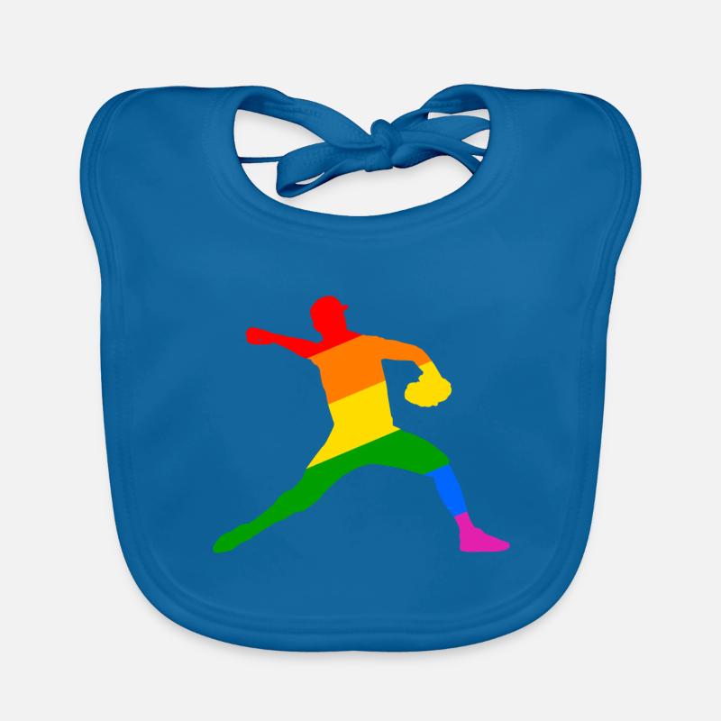 Regenbogen Baseball Player Geschenk Baby Bio-Lätzchen