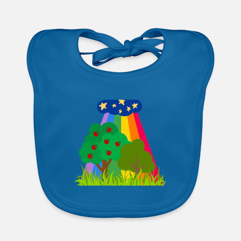 Clouds and Rainbow Trees Organic Baby Bibs