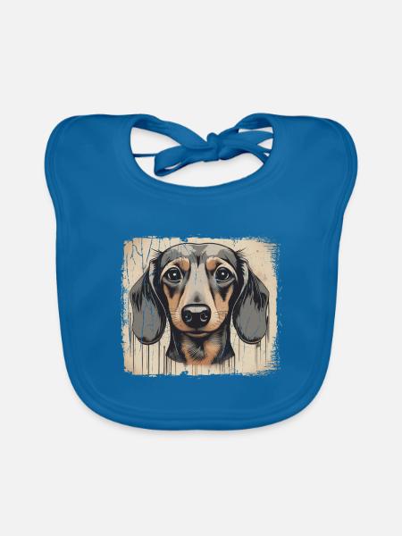 Dackel Teckel Kurzhaardackel Dachshund - Baby Bio-Lätzchen - Pfauenblau