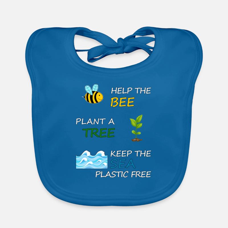 Help the bee, plans a tree and plastic free sea Organic Baby Bibs