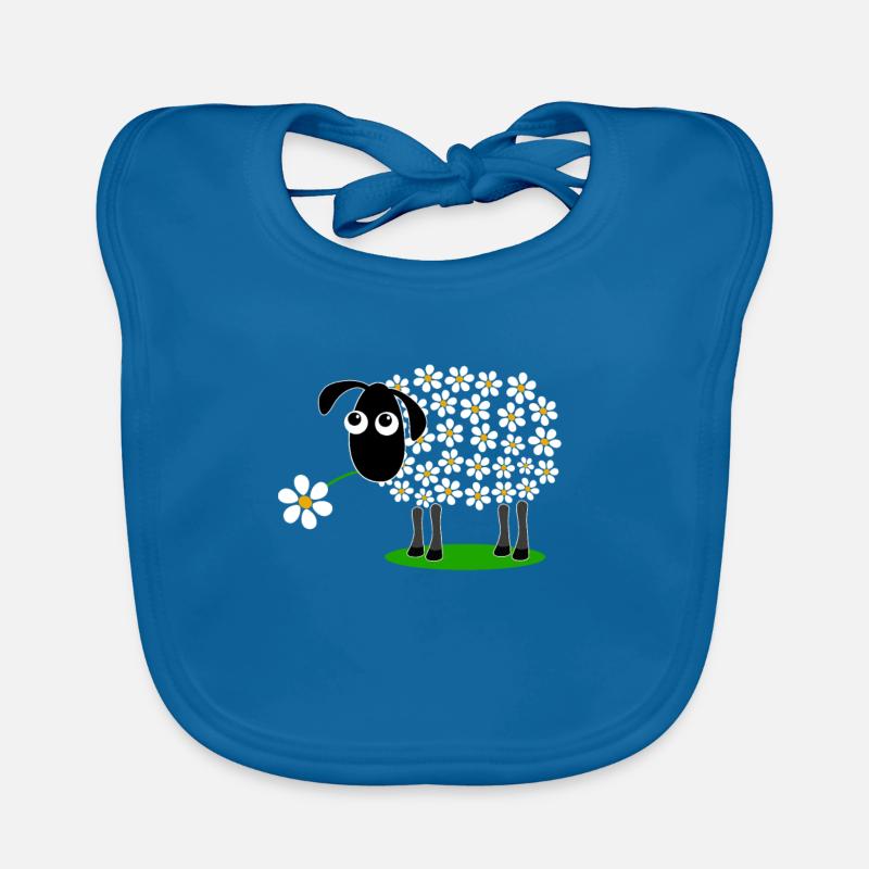 Schaf mit Blumen statt Wolle - Geschenk Baby Bio-Lätzchen