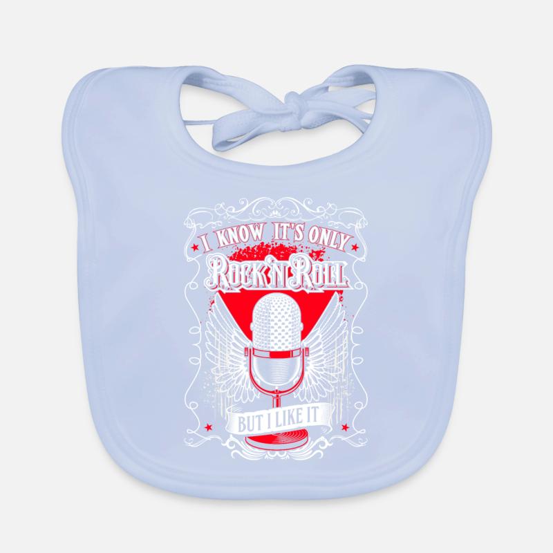 It's Rock and Roll - Retro Microphone Organic Baby Bibs