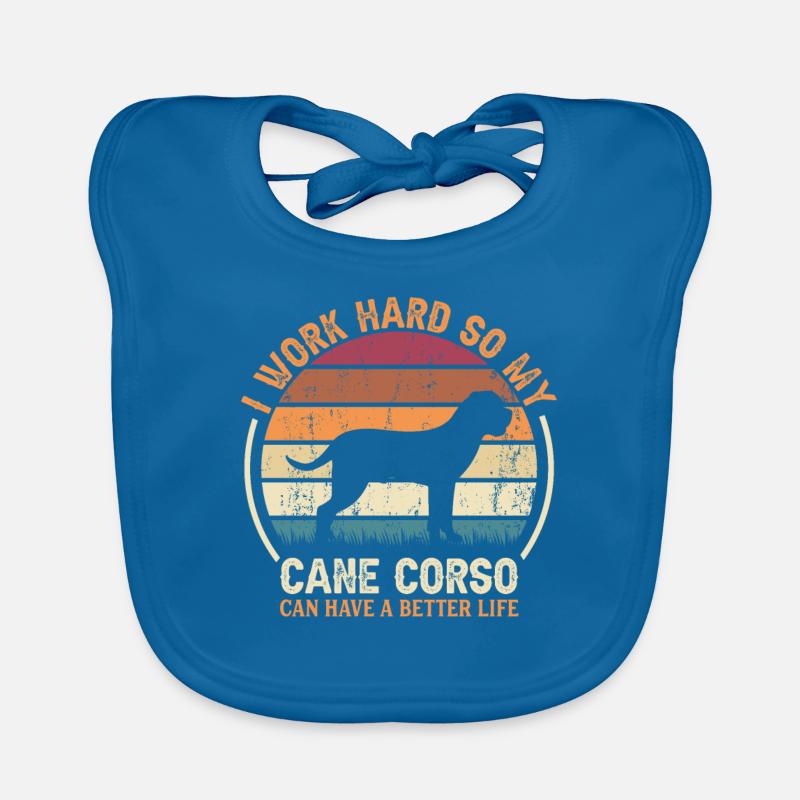Work Hard - Retro Cane Corso Organic Baby Bibs