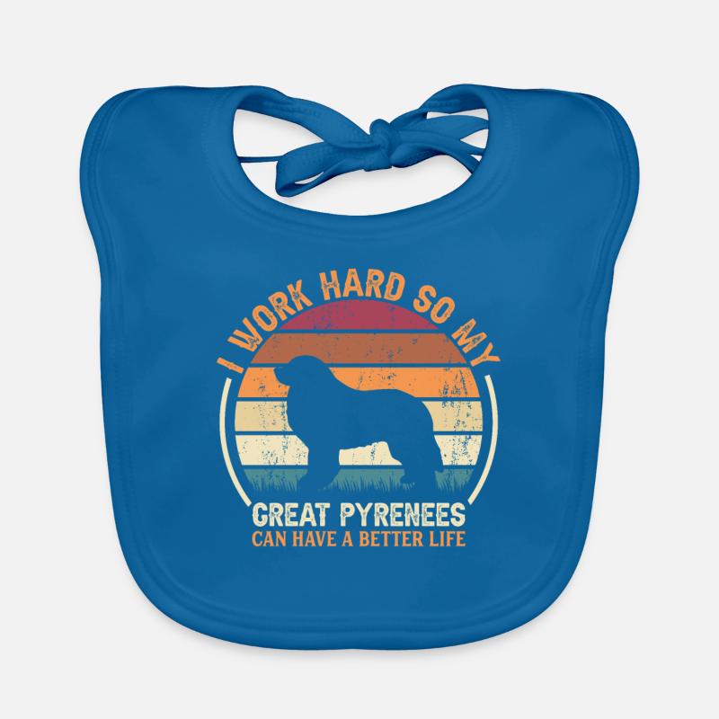 Work Hard - Retro Great Pyrenees Organic Baby Bibs