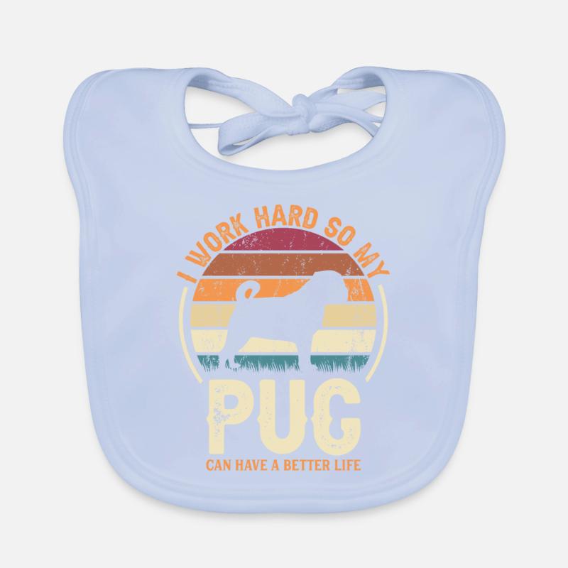 Work hard - Retro Pug Organic Baby Bibs