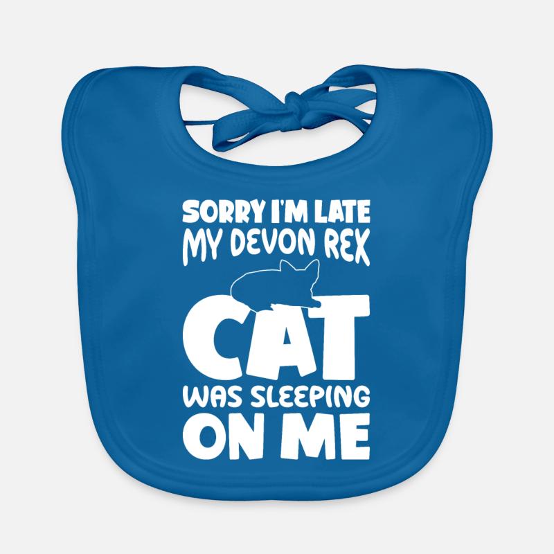 Entschuldigung, Ich Bin Zu Spät - Devon Rex Cat - Baby Bio-Lätzchen - Pfauenblau